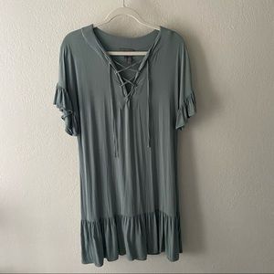 Anthropologie Michael Stars Teal Lace-Up Dress - S